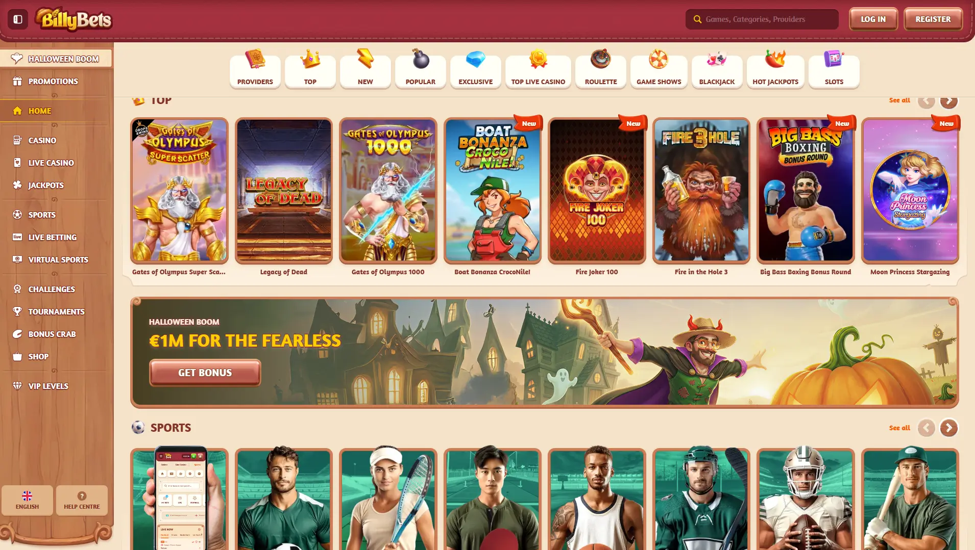 BillyBets Casino offizielle Website mit Top-Slots, Aktionen und Live-Wettoptionen